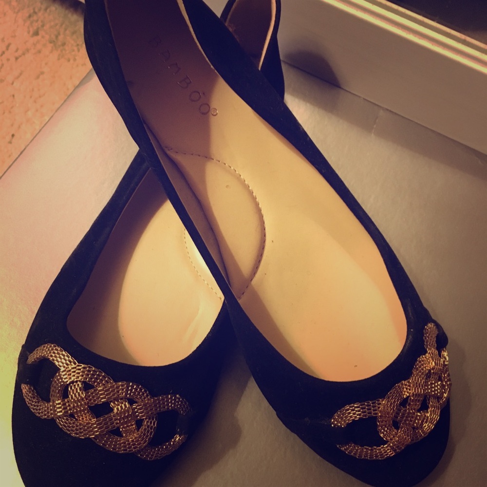 Velvet gold embellish flats